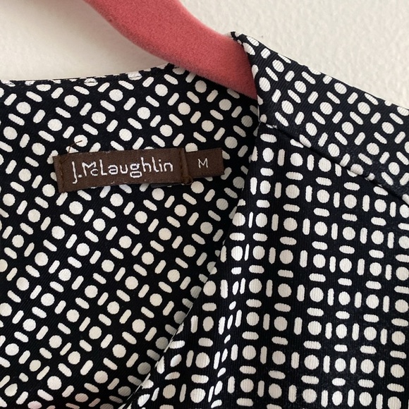 J. McLaughlin Black and White Catalyst Dress Geometric 3/4 Sleeve size Med - Picture 5 of 10